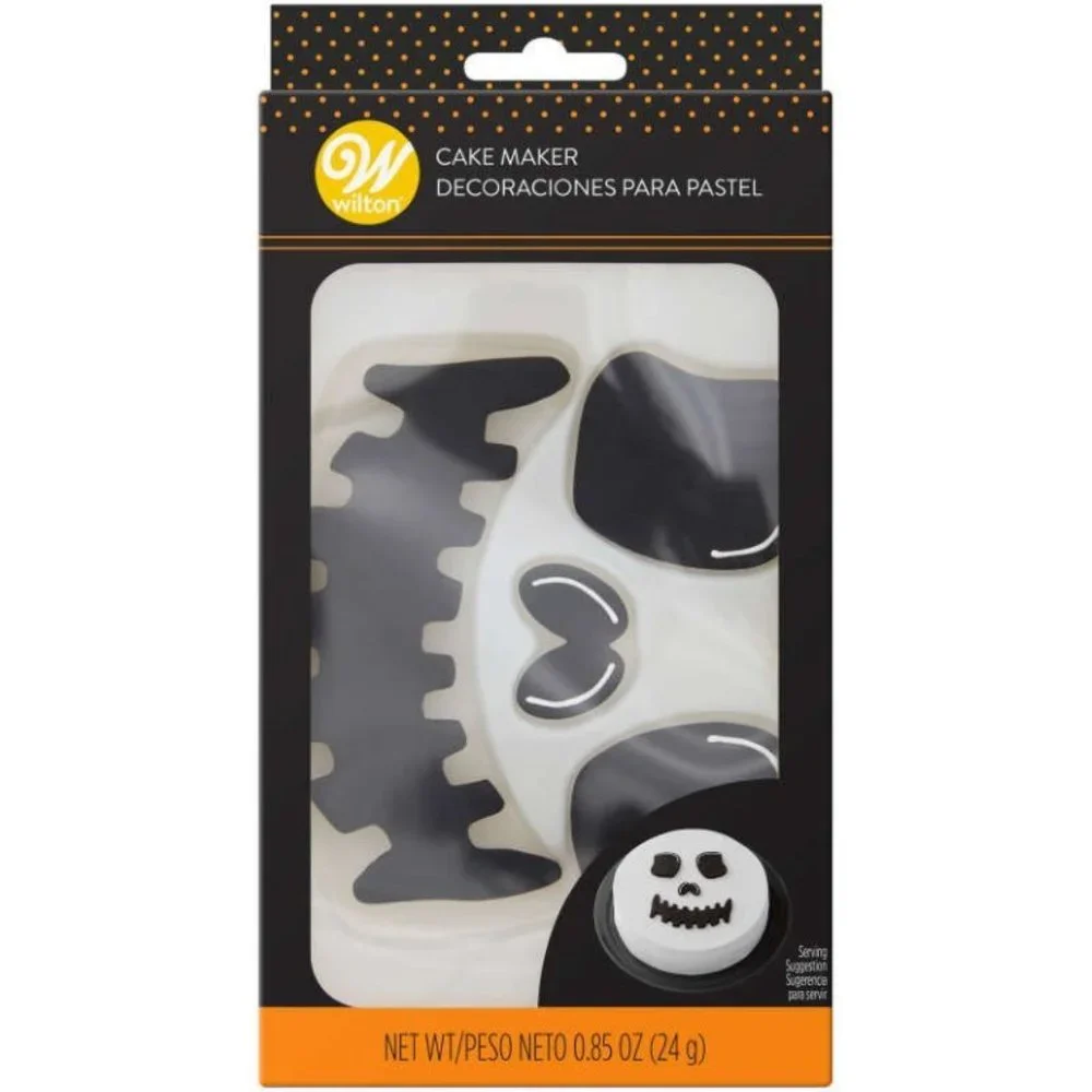 Skull Skeleton Head Cake Icing Decorations 4 Pc Cupcake Baking Wilton Halloween